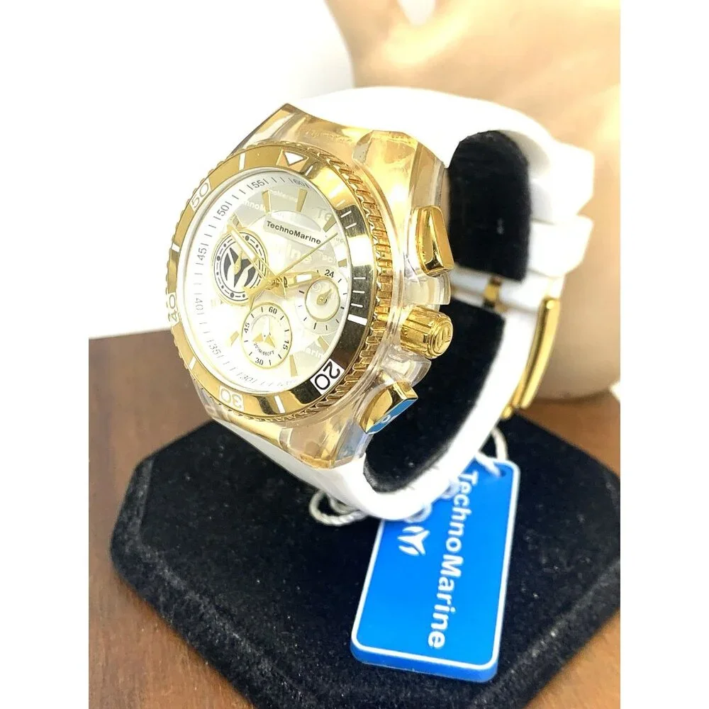 Technomarine Women's Watch TM-118133 Quartz Silver Gold White Rubber Strap 40mm